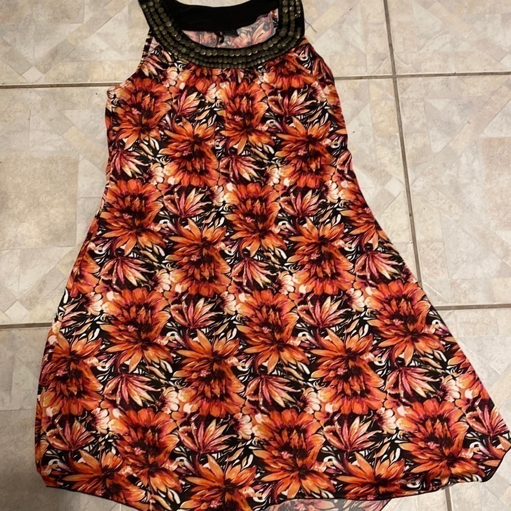 J womens New Directions sleeveless stretch floral regular size dress L